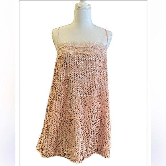 Free People Dresses & Skirts - NWT Free People That Girl Sequin Mini Dress - Pink Nectar Size Large